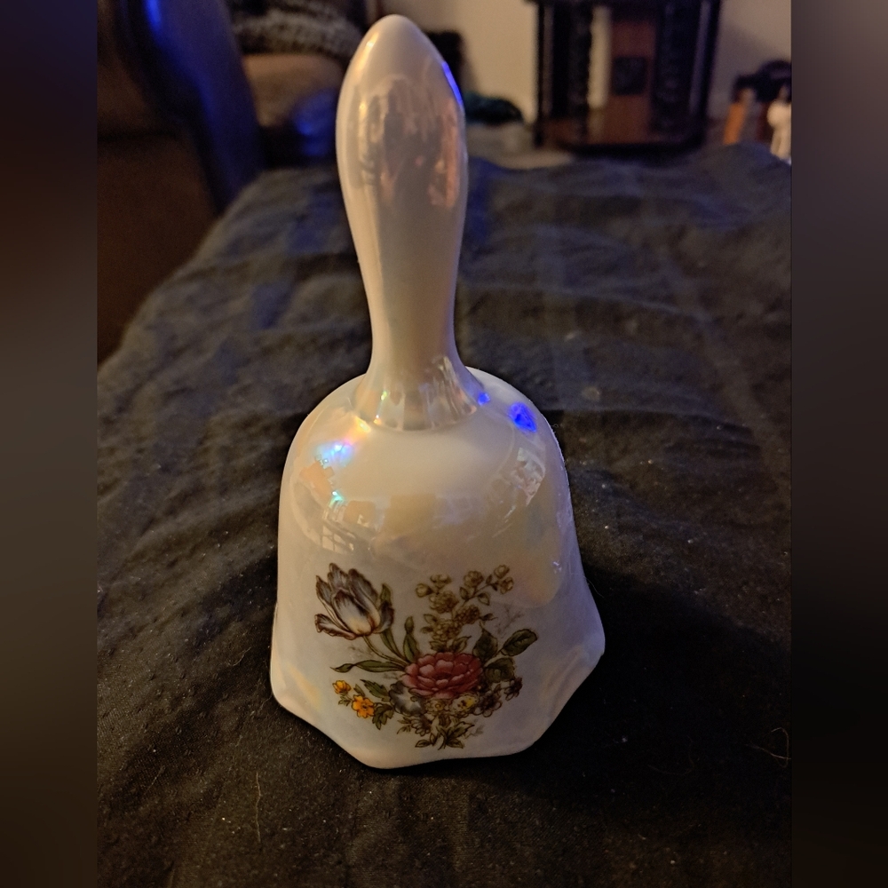 Floral Irridescent Lusterwear Ceramic Bell